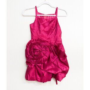 Julia Lee Kids Girls Fuschia Pink Polyester Slip Dress Floral Pullover Size 10